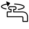 Water knob and pipe icon with directional arrows by knob