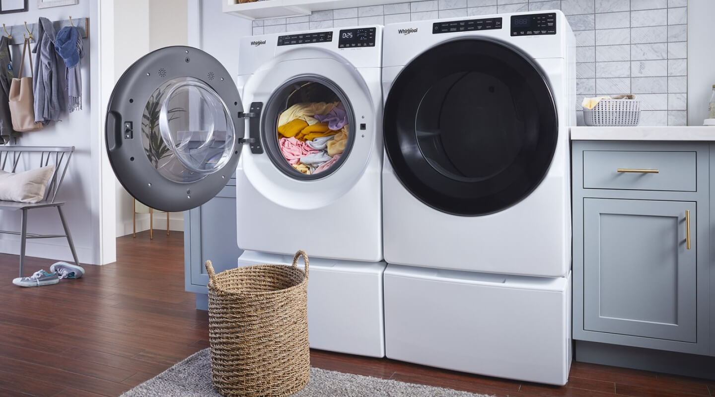 White Whirlpool® Front Load Washer and Dryer Set