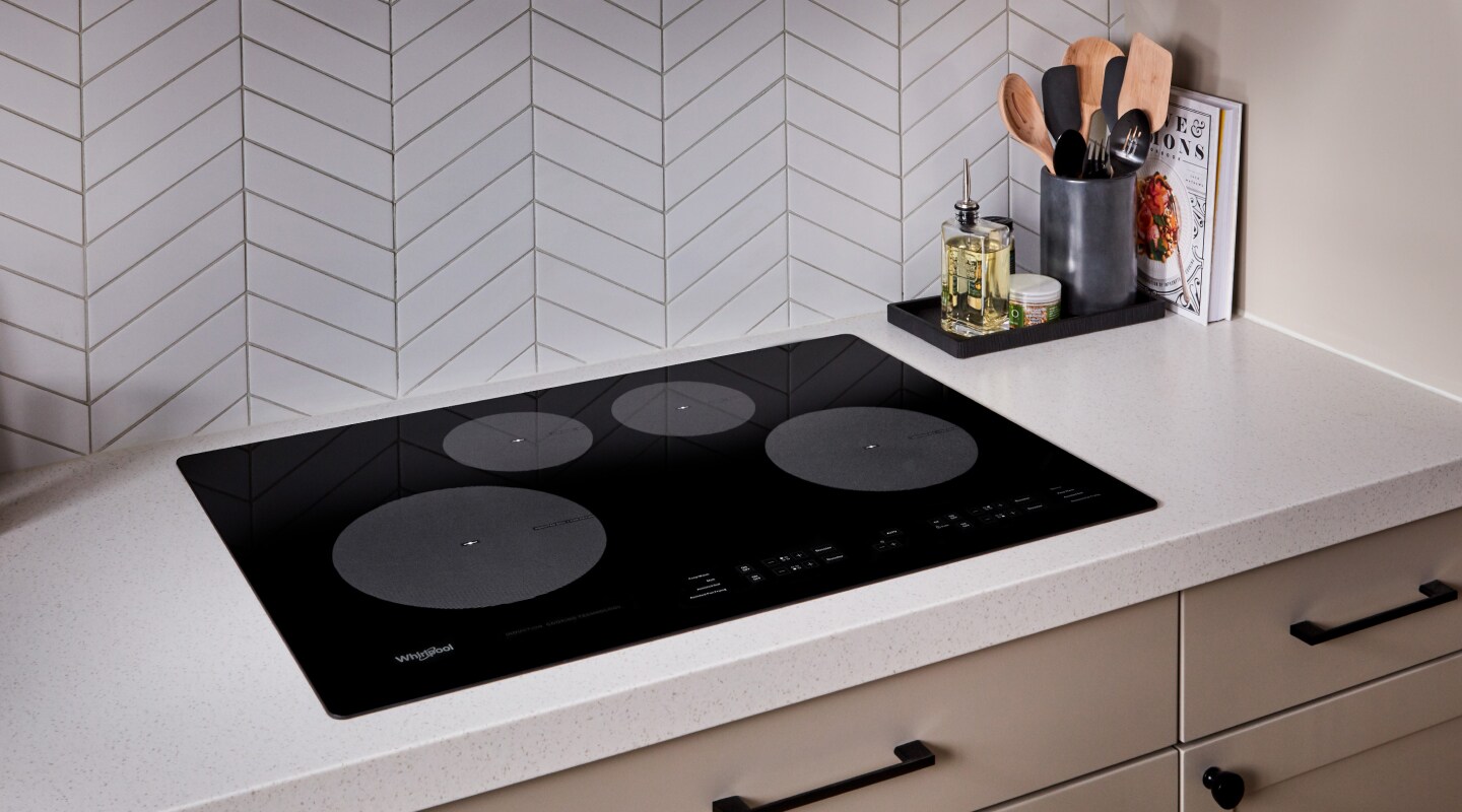 An induction cooktop in a modern kitchen