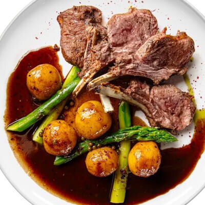 Meat and potatoes on a plate