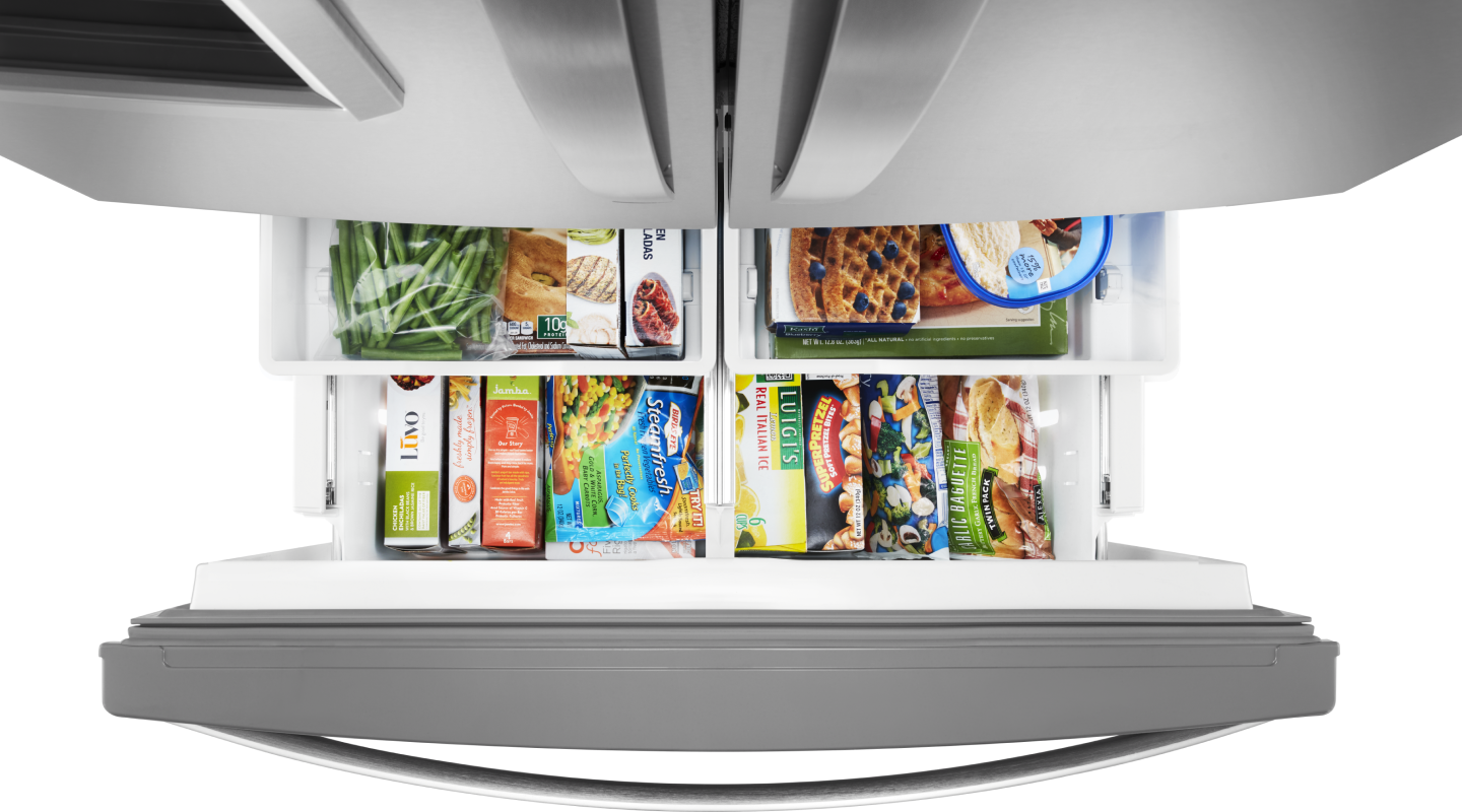 Aerial view of an open Whirlpool® freezer Aerial view of an open Whirlpool® freezer