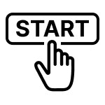 Hand pressing start button icon