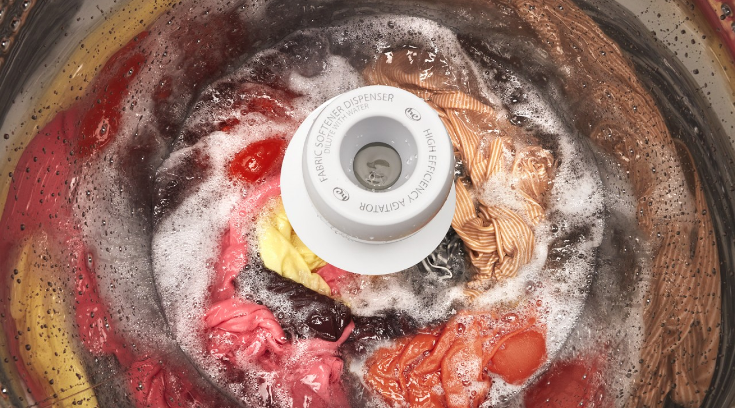 Clothes agitating in a top-load washer