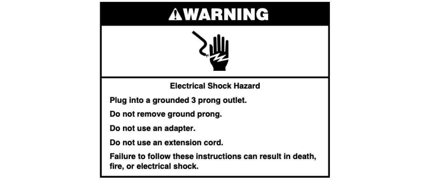 Warning label for electrical shock hazard Warning label for electrical shock hazard