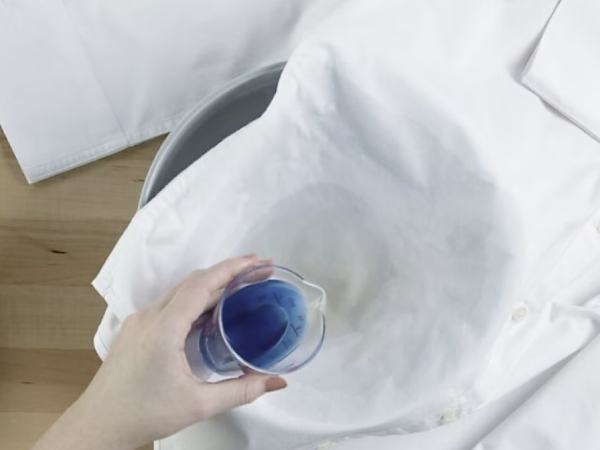 Person treating a stain