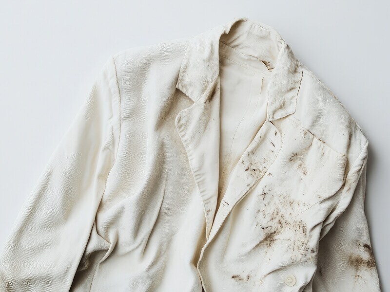White suit jacket with dirt stains
