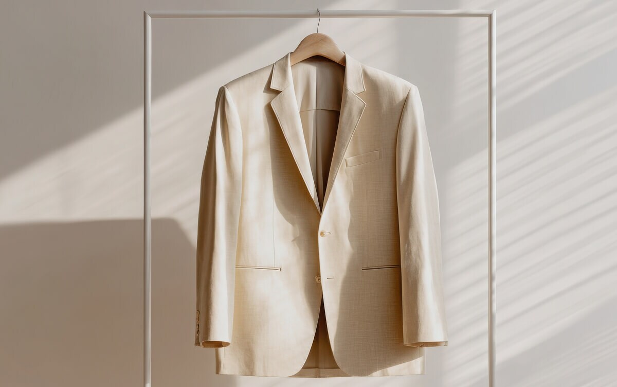 Suit jacket hanging on a hanger