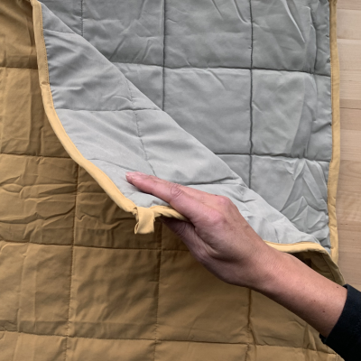 Folding back a weighted blanket