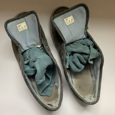 Shoes with rags stuffed inside