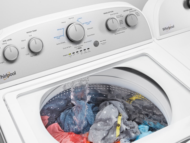 Clothing being washed in a Whirlpool® washer Clothing being washed in a Whirlpool® washer