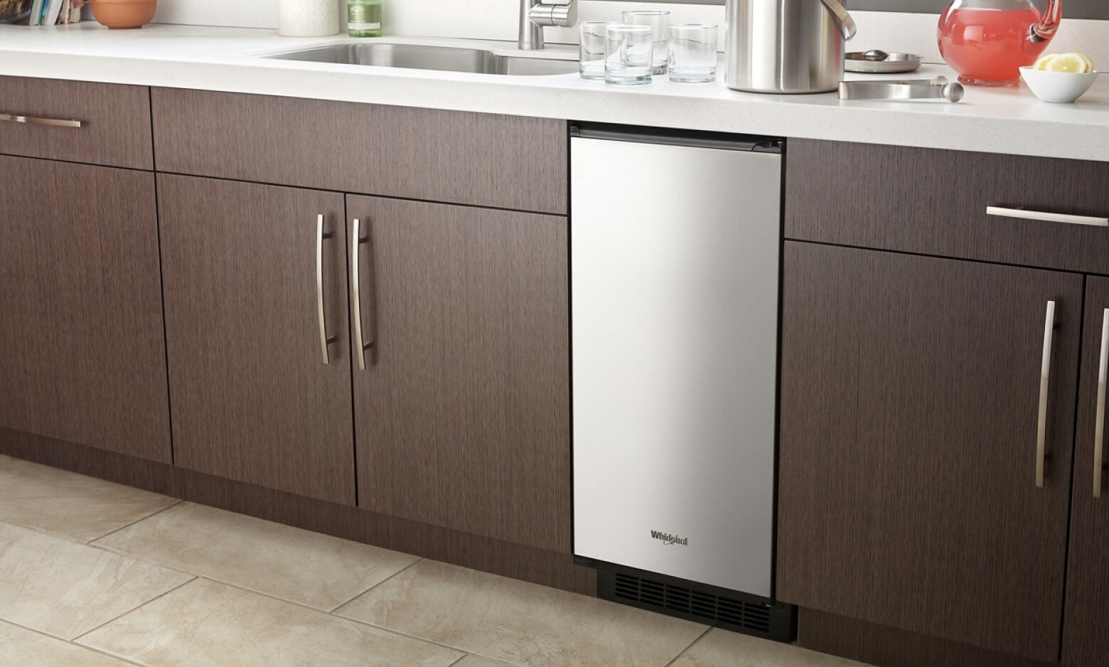 Stainless steel undercounter ice maker