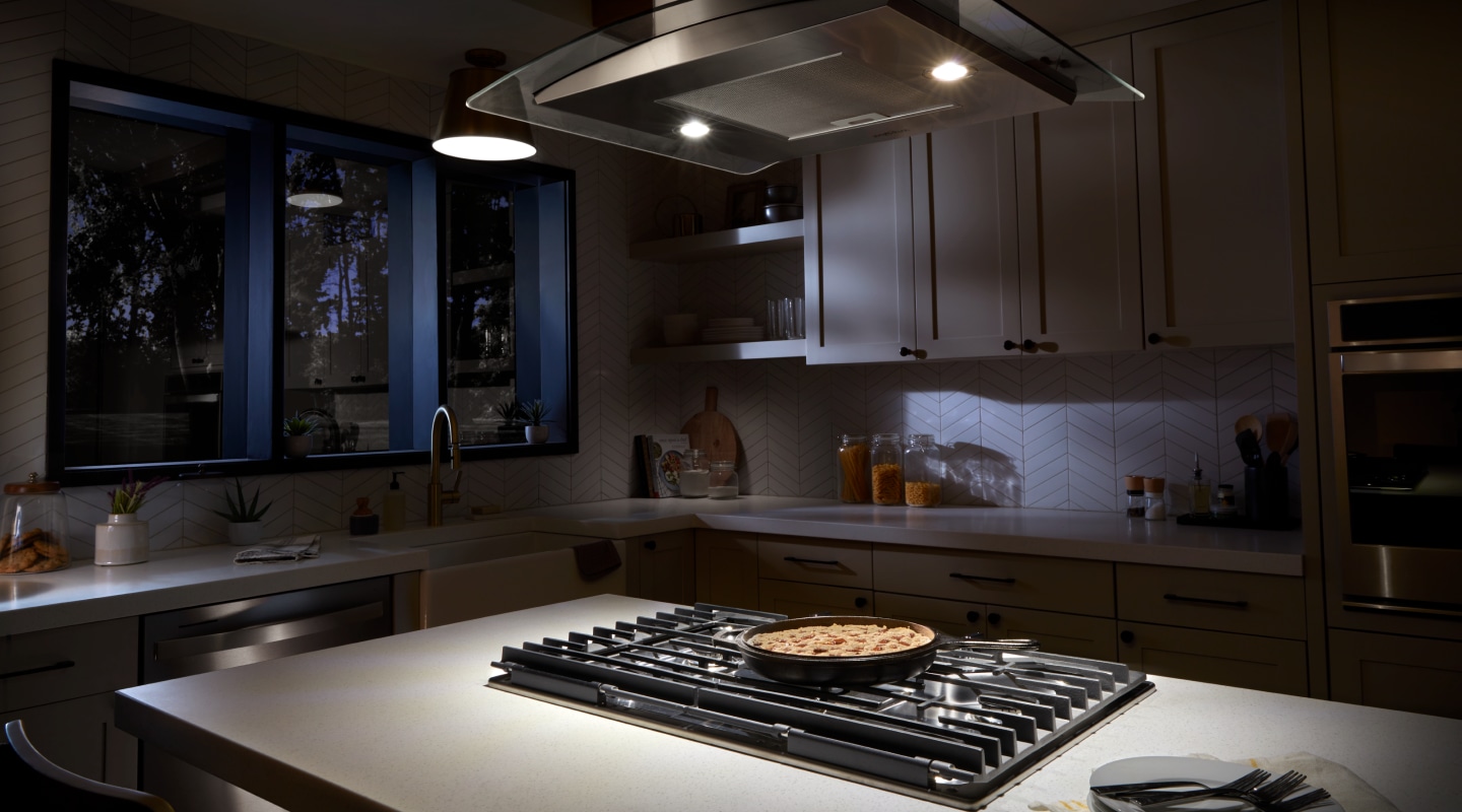 Gas cooktop built into an island Gas cooktop built into an island