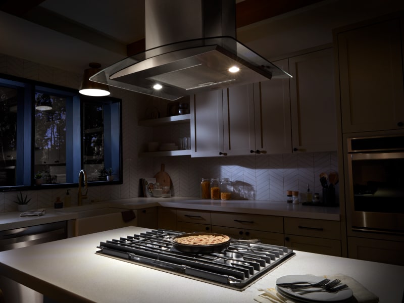 Gas cooktop built into an island Gas cooktop built into an island