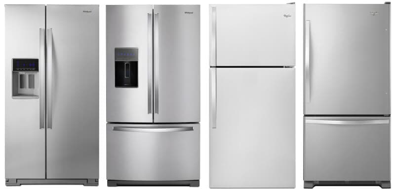 Side-by-side, French door, top freezer, and bottom freezer refrigerators