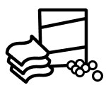 Laundry supplies with dryer sheets and dryer balls icon