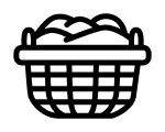 Laundry basket with clothes icon