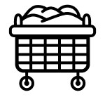 Laundry cart on wheels icon