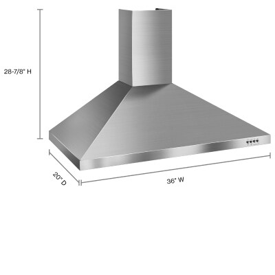 A diagram of a wall-mount canopy hood