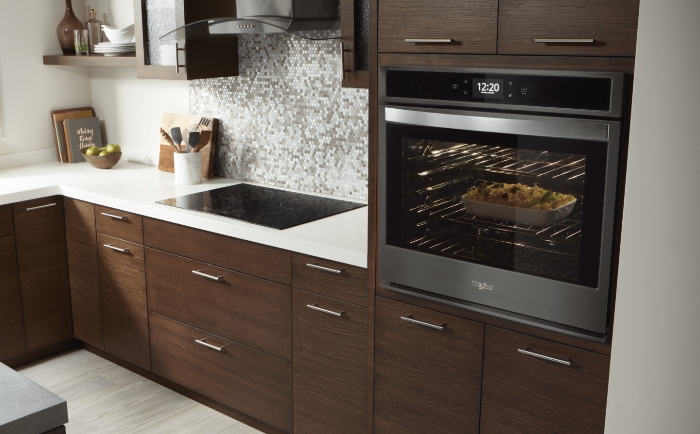 Modern kitchen with smart wall oven
