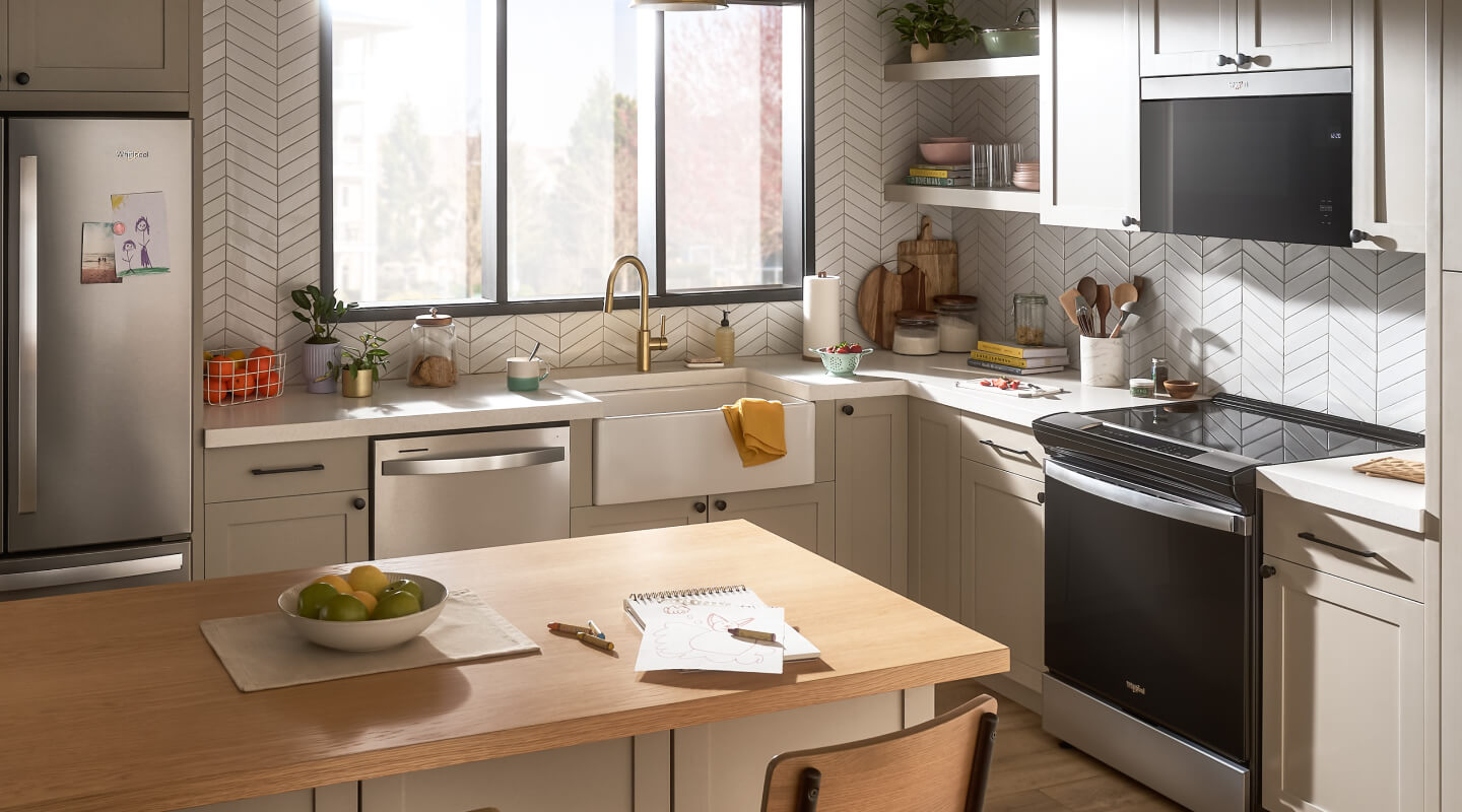 A bright kitchen with Whirlpool® Appliances