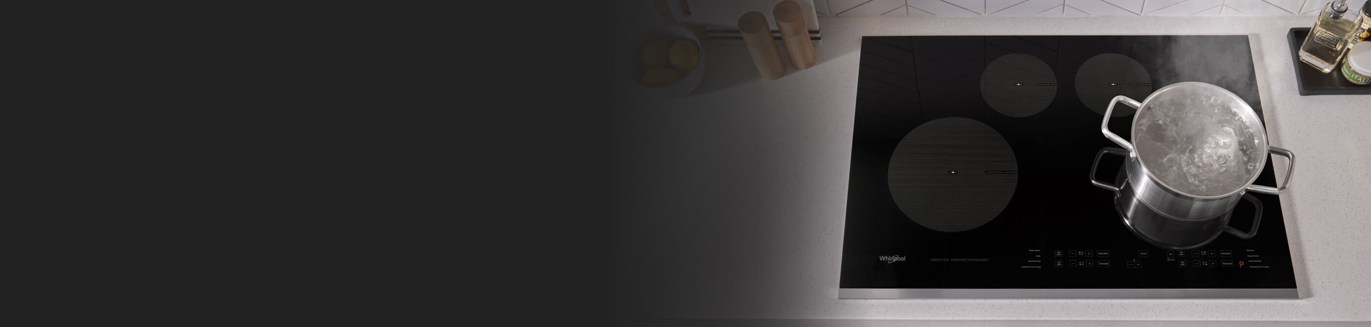 Stainless steel pot on an induction cooktop