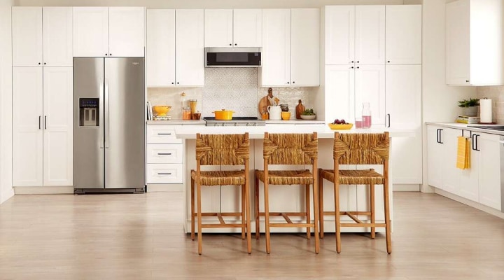 Stainless steel appliances in a contemporary kitchen