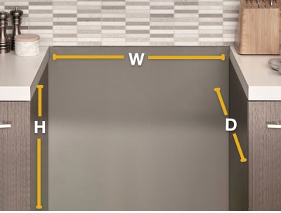 Empty stove cutout with dimension lines Empty stove cutout with dimension lines