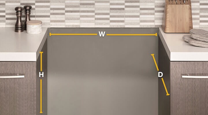 Empty stove cutout with dimension lines Empty stove cutout with dimension lines