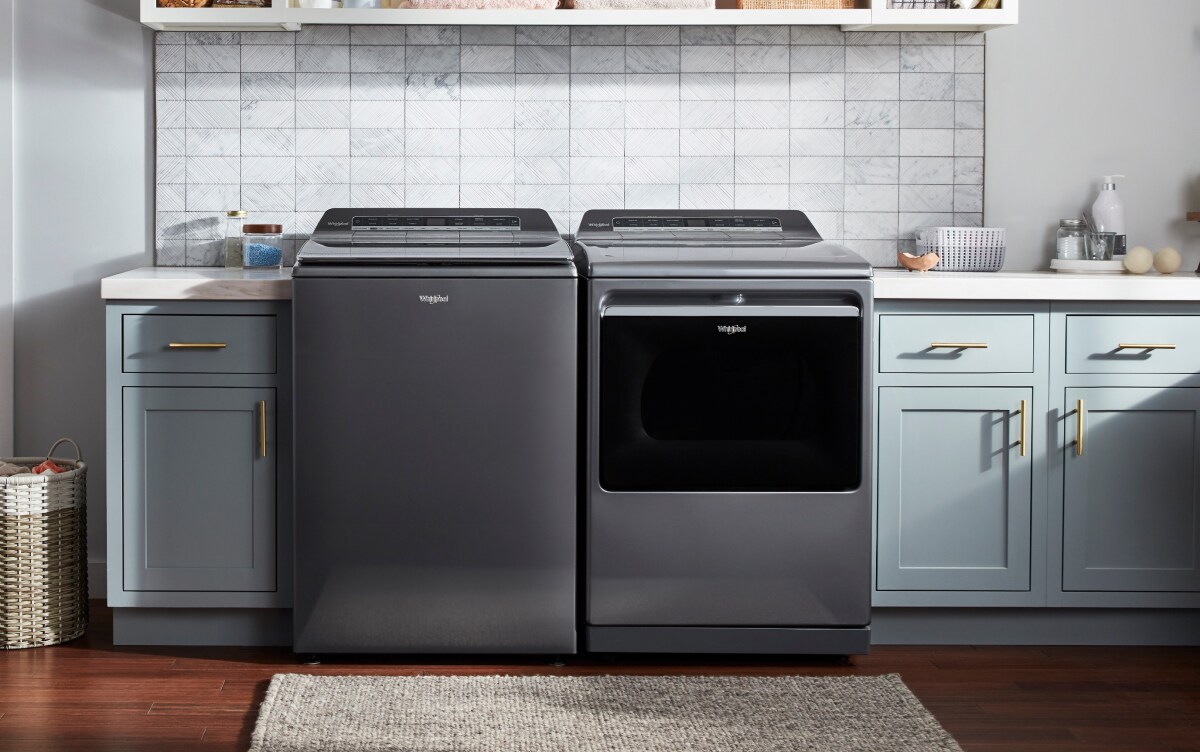 Whirlpool® Washer and Dryer in a laundry room