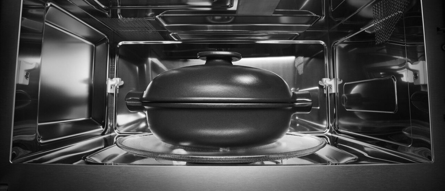 Covered pot inside microwave