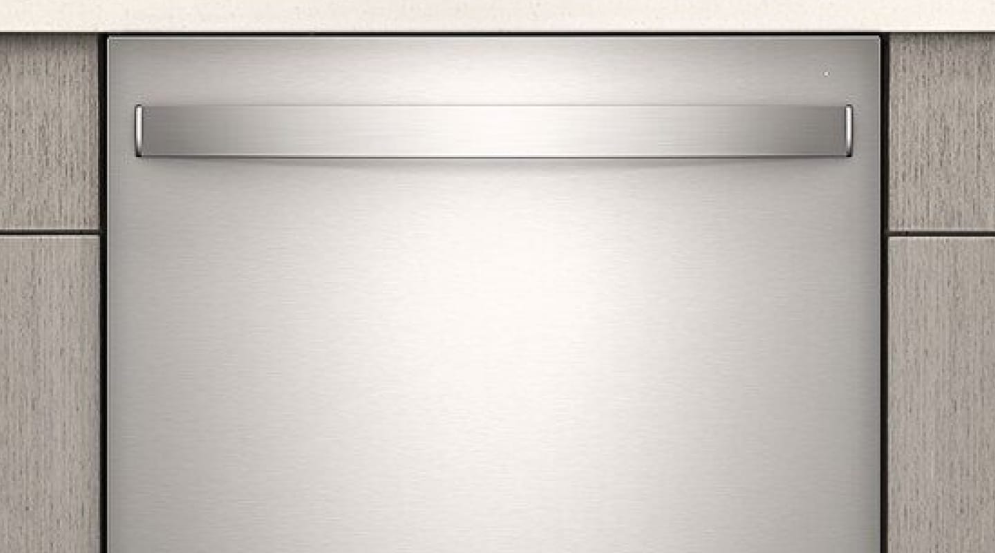 Exterior of a stainless steel top control dishwasher Exterior of a stainless steel top control dishwasher