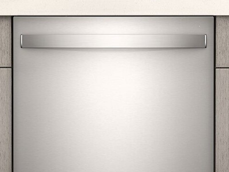 Exterior of a stainless steel top control dishwasher Exterior of a stainless steel top control dishwasher