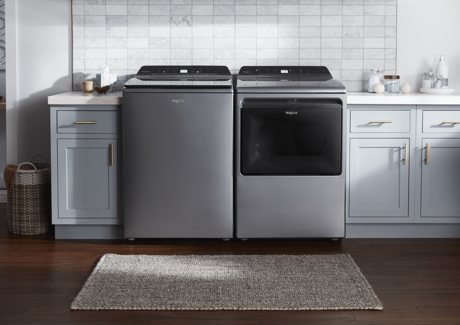 Whirlpool® Washer and Dryer in a laundry room