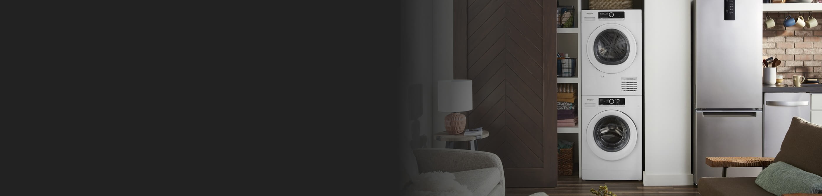 Stackable washer and dryer in a closet