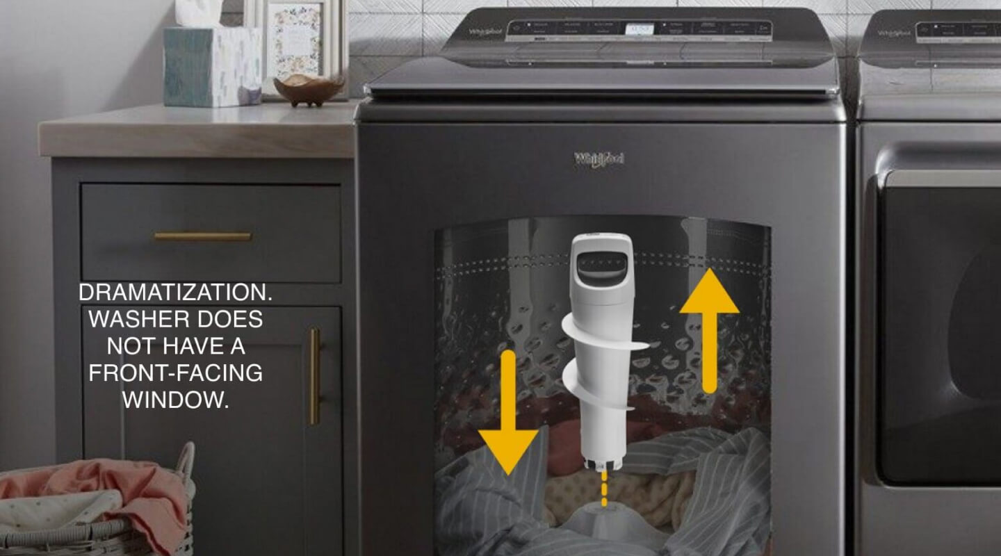 A Whirlpool® Top Load Washer with 2 in 1 Removable Agitator with a window cutout