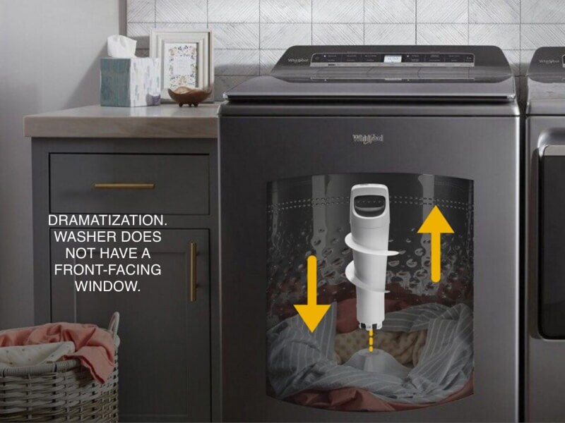 A Whirlpool® Top Load Washer with 2 in 1 Removable Agitator with a window cutout