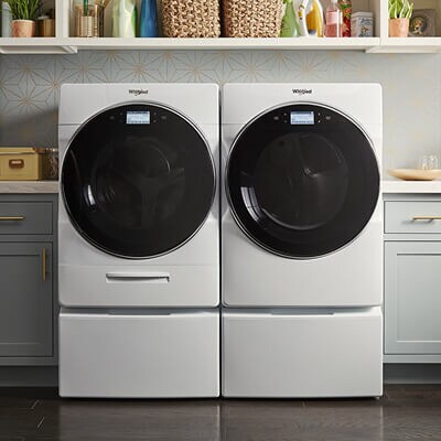 A Smart Whirlpool® Washer and Dryer set 