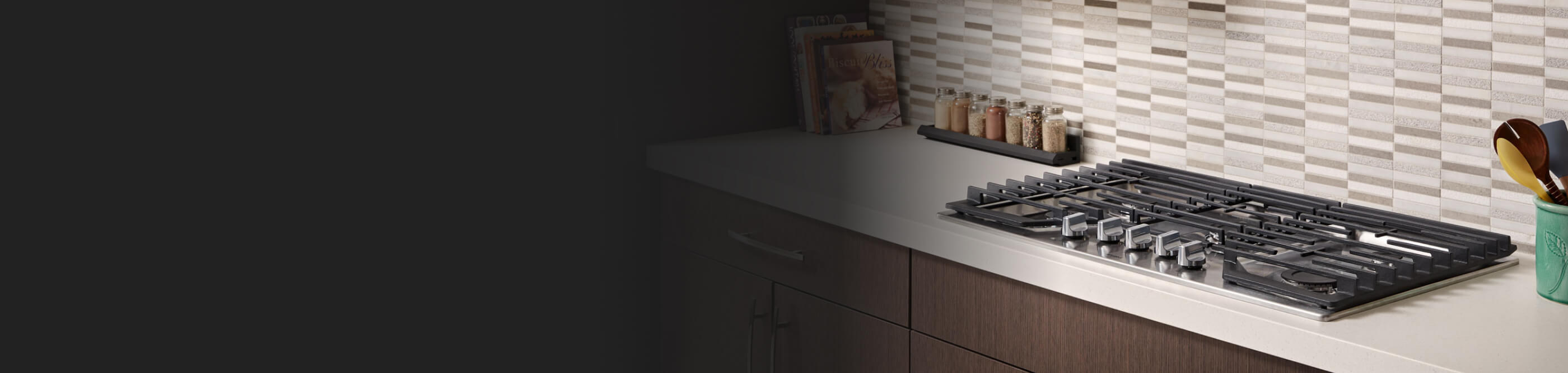 Gas stovetop installed in a modern kitchen