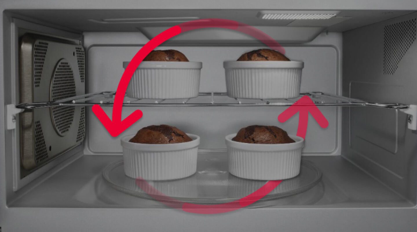 Arrows demonstrating how hot air flows in convection microwave Arrows demonstrating how hot air flows in convection microwave