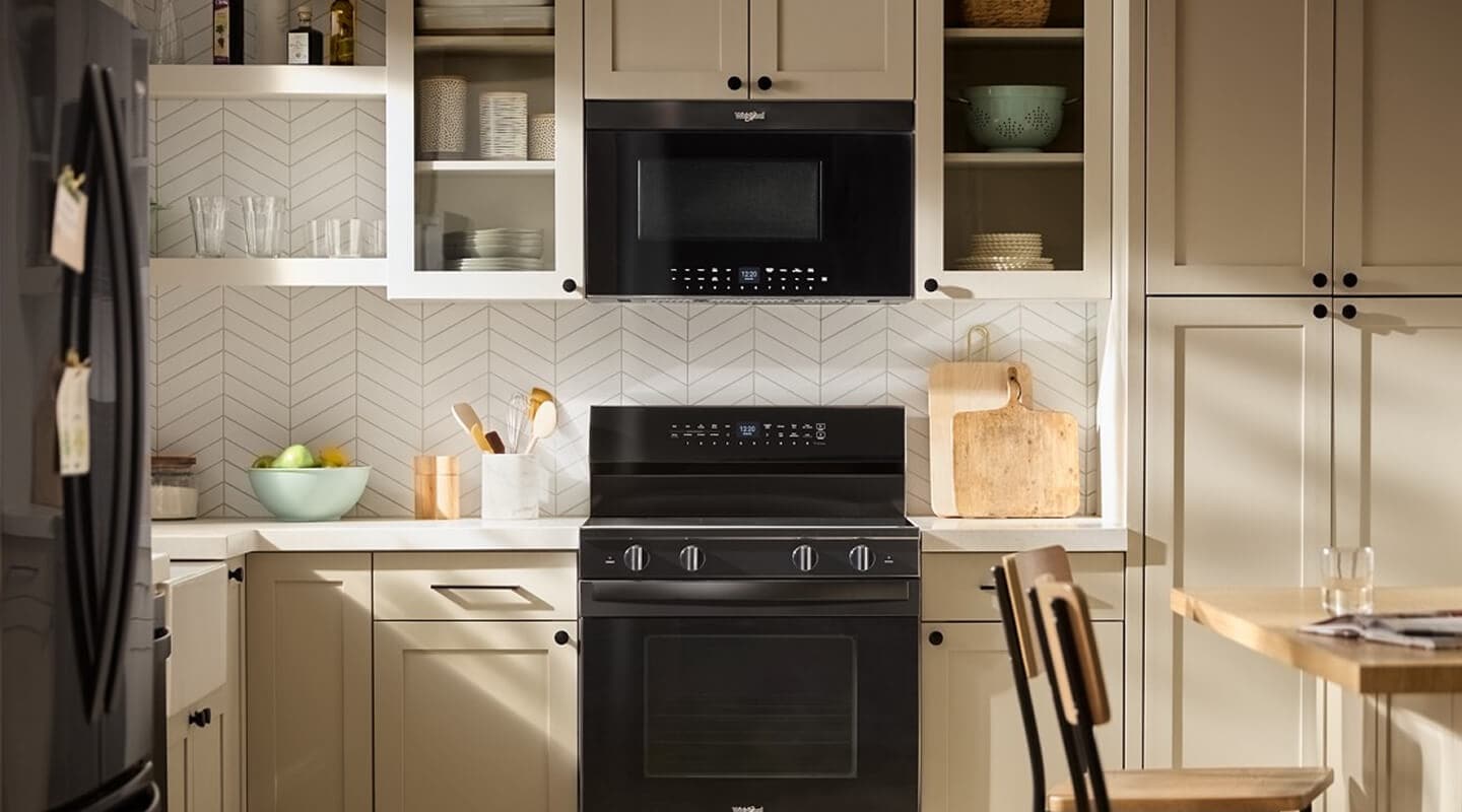 Over-the-range oven above an electric range