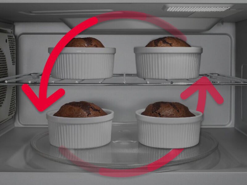 Arrows demonstrating how hot air flows in convection microwave Arrows demonstrating how hot air flows in convection microwave