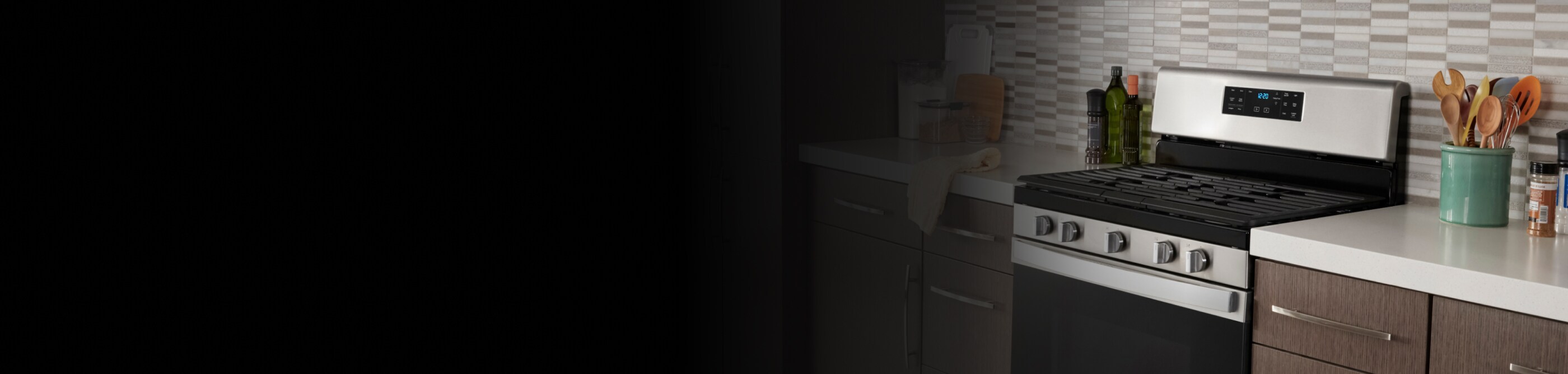 Freestanding range in a modern kitchen