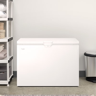 Chest freezer in a garage