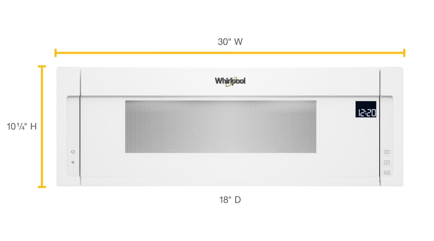 Whirlpool® low profile microwave dimensions graphic Whirlpool® low profile microwave dimensions graphic