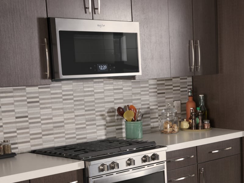 Stainless steel Whirlpool® appliances in a modern kitchen Stainless steel Whirlpool® appliances in a modern kitchen