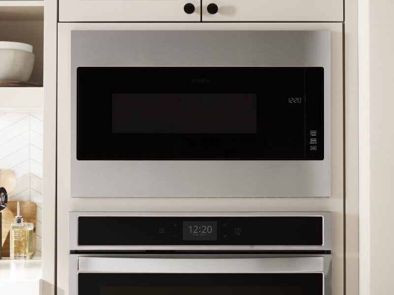 Stainless steel microwave built in to cabinetry Stainless steel microwave built in to cabinetry