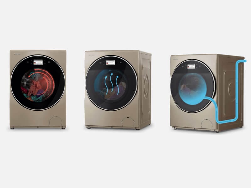 An image that demonstrates how a Whirlpool® All-In-One Washer Dryer Combo works An image that demonstrates how a Whirlpool® All-In-One Washer Dryer Combo works