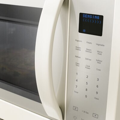 A close-up of a microwave console