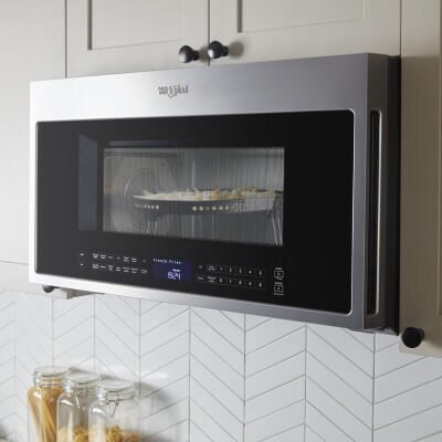 A microwave with food inside