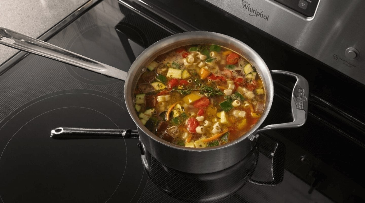 Cooked vegetables in a pot Cooked vegetables in a pot